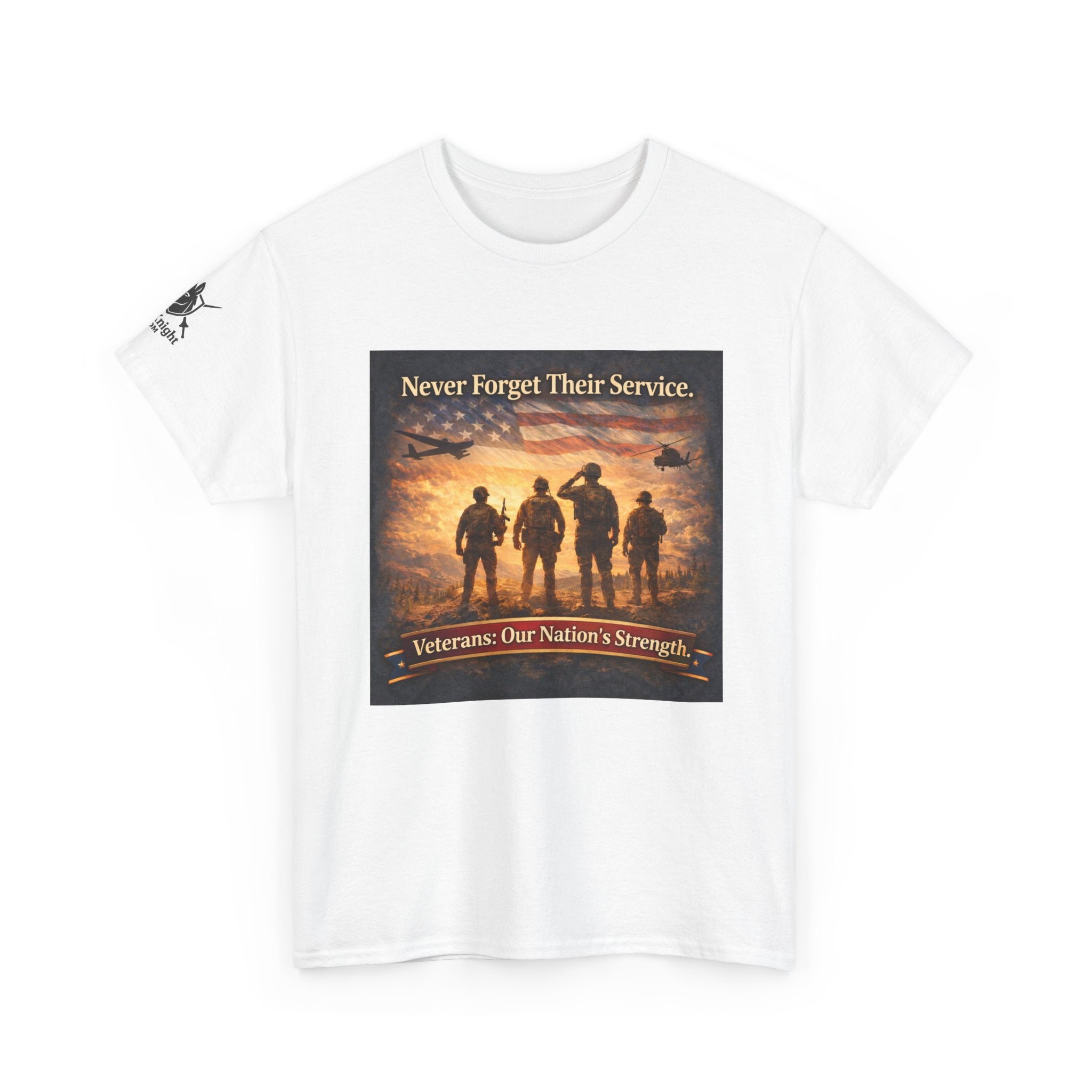 USA Flag Graphic Tee - "Never Forget their Service -Veterens our nations strength!"