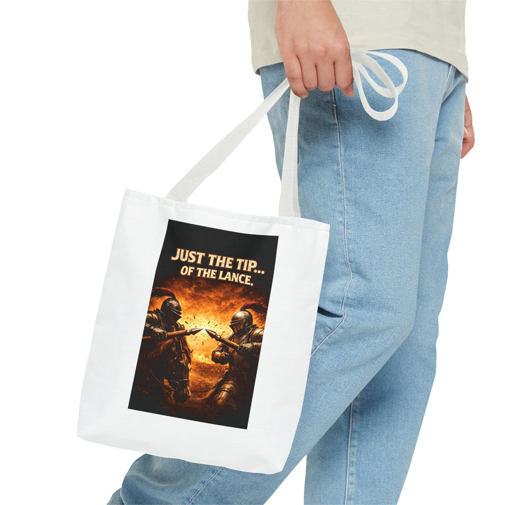 Tote Bag — "Just the Tip of the Lance" Medieval Knight Graphic Tote