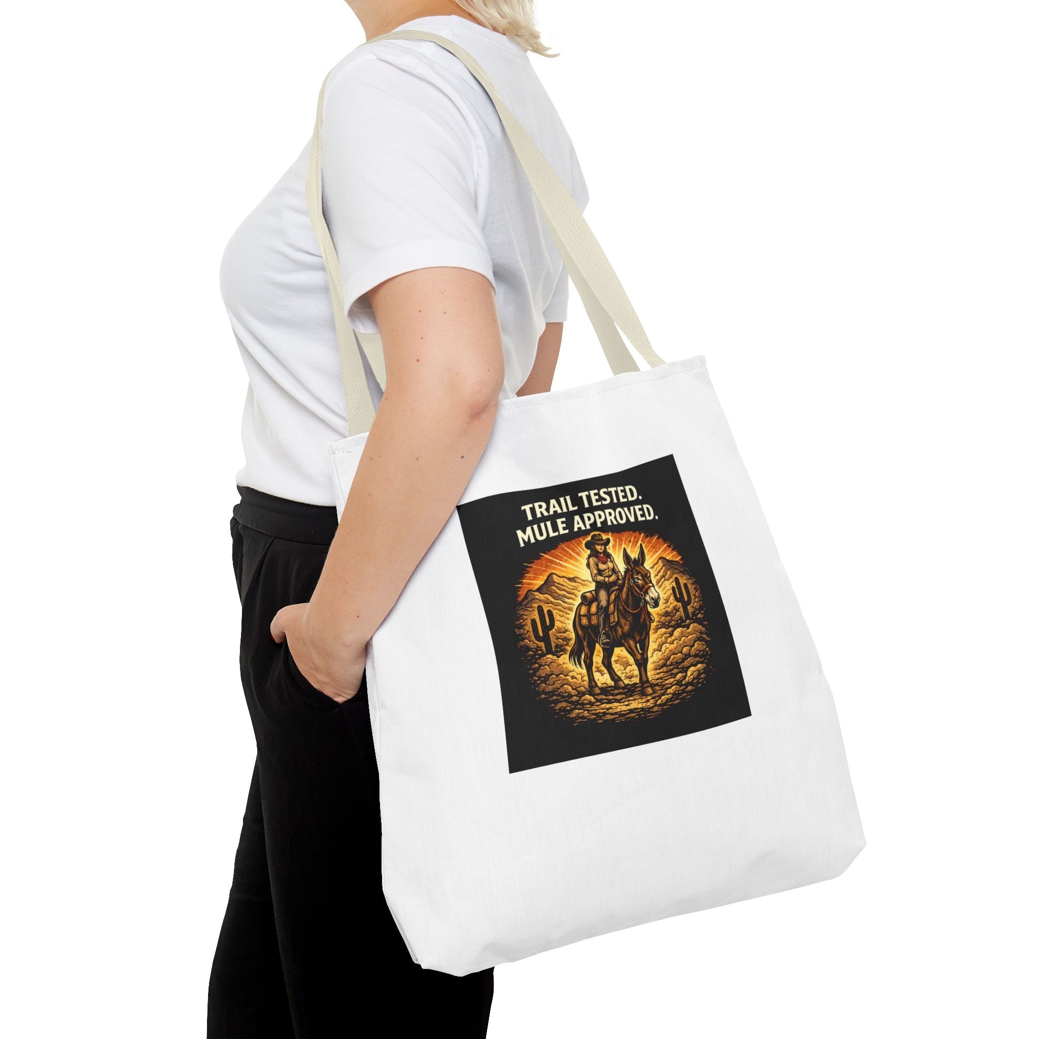 Tote Bag - "Trail Tested, Mule Approved" Western Cowgirl Tote