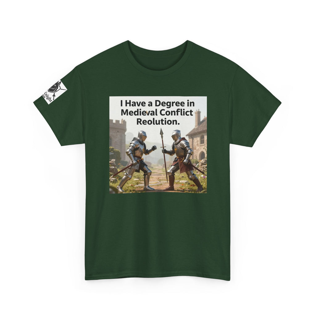 Medieval Conflict Resolution T-Shirt — Funny Knight Diploma Tee
