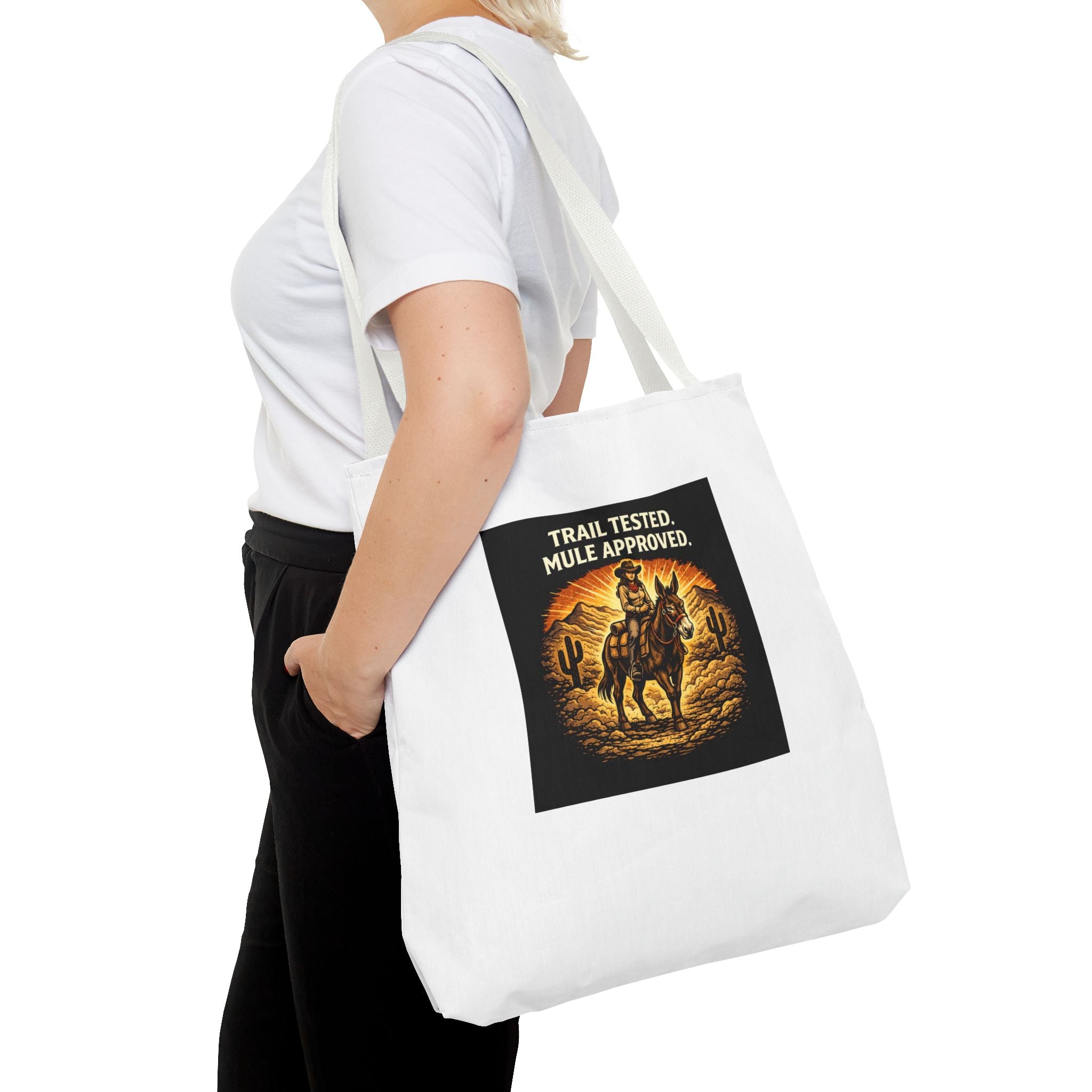 Tote Bag - "Trail Tested, Mule Approved" Western Cowgirl Tote