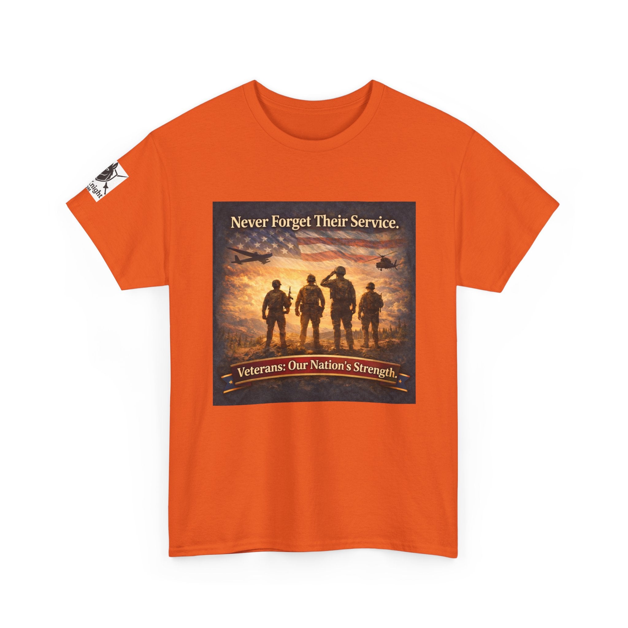 USA Flag Graphic Tee - "Never Forget their Service -Veterens our nations strength!"