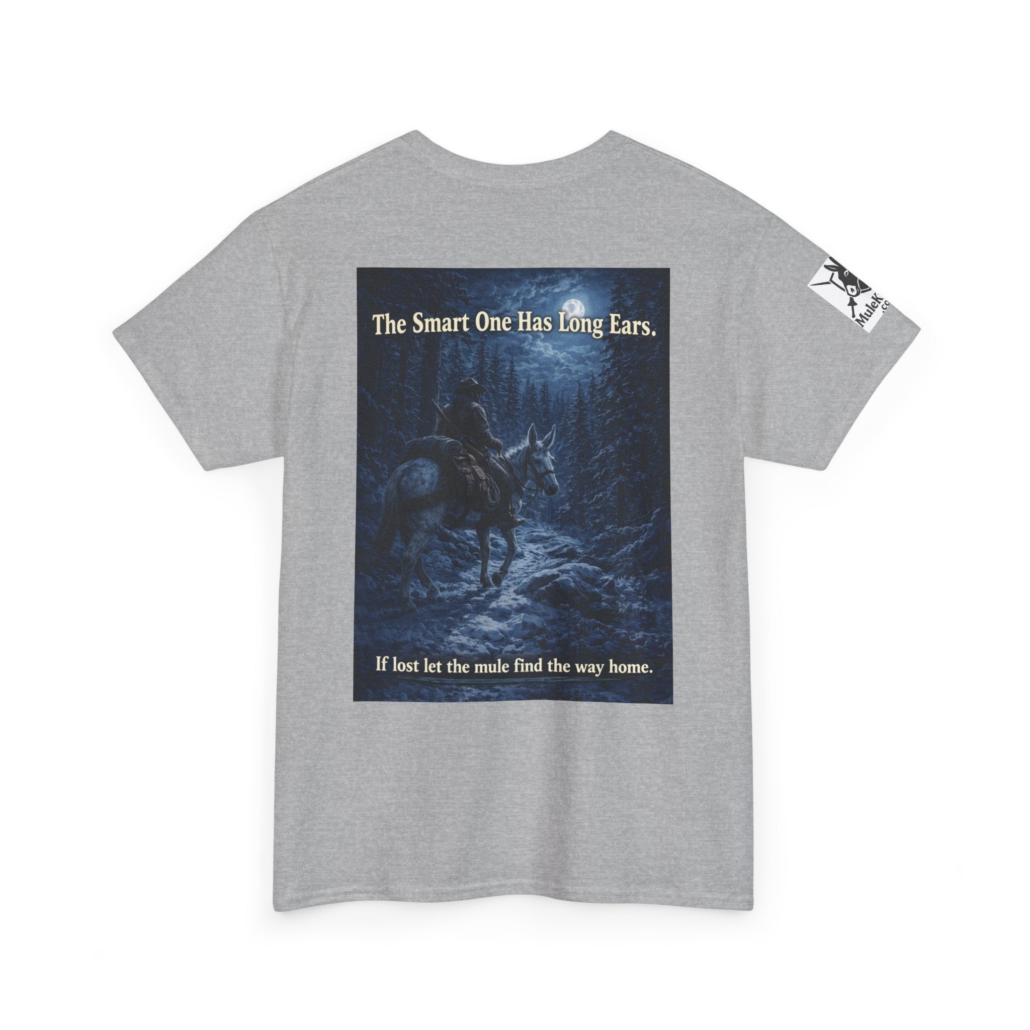 Mule rider T-Shirt — "The Smart One Has Long Ears" Night Rider Graphic Tee