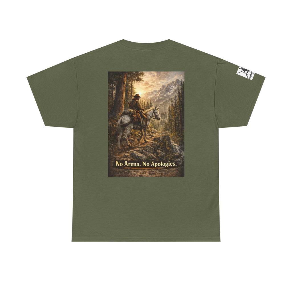 T-Shirt — 'No Arena. No Apologies.' Western Cowboy Scenic Graphic Tee