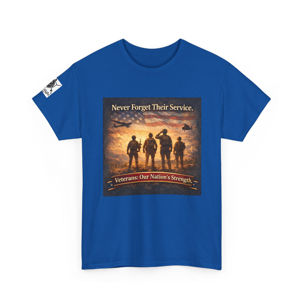 USA Flag Graphic Tee - "Never Forget their Service -Veterens our nations strength!"