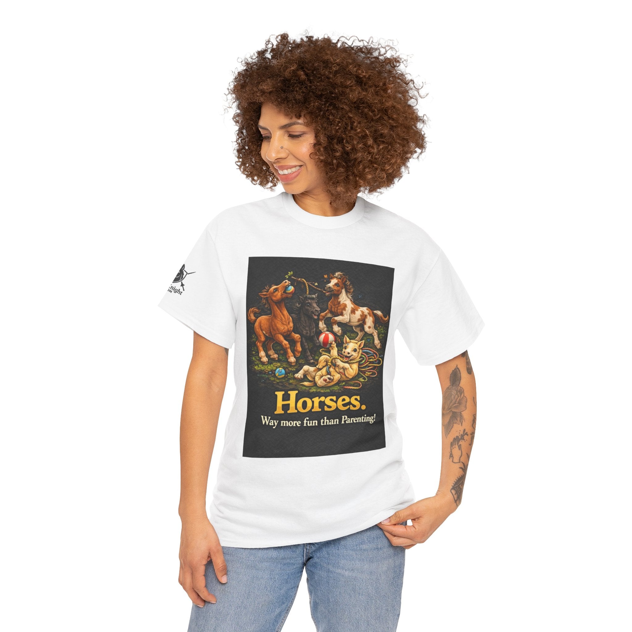 Horse lover shirt.  Horses.  Way more fun than Parenting! Teeshirt funny