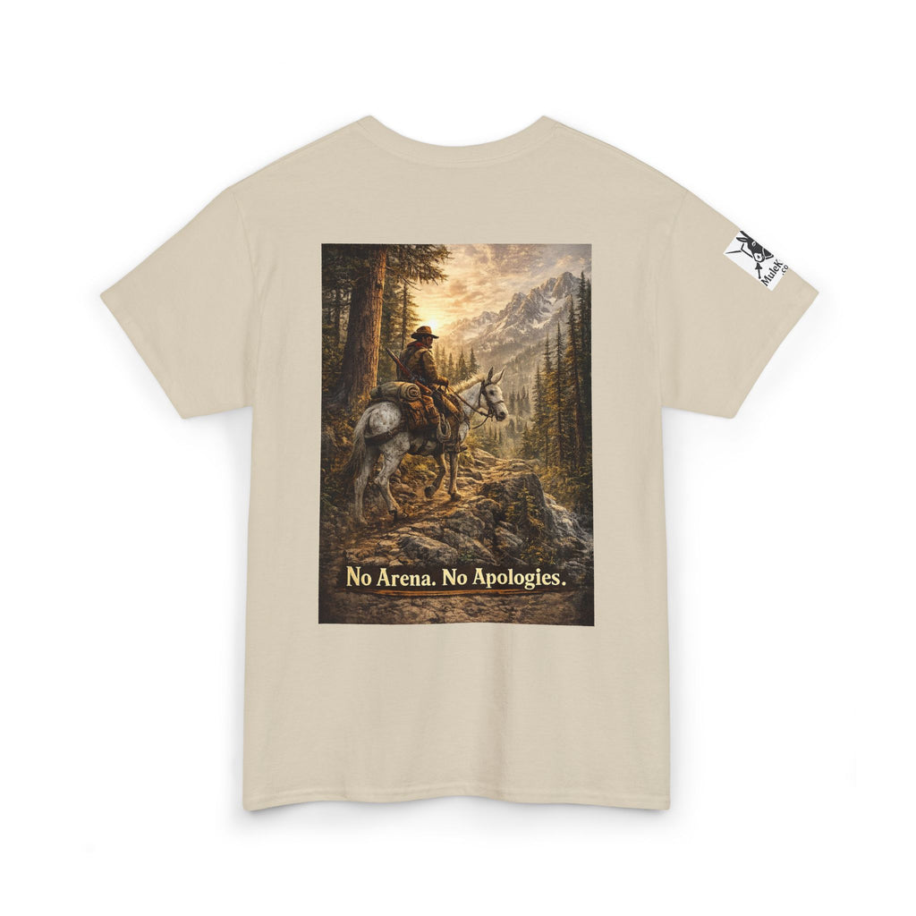 T-Shirt — 'No Arena. No Apologies.' Western Cowboy Scenic Graphic Tee