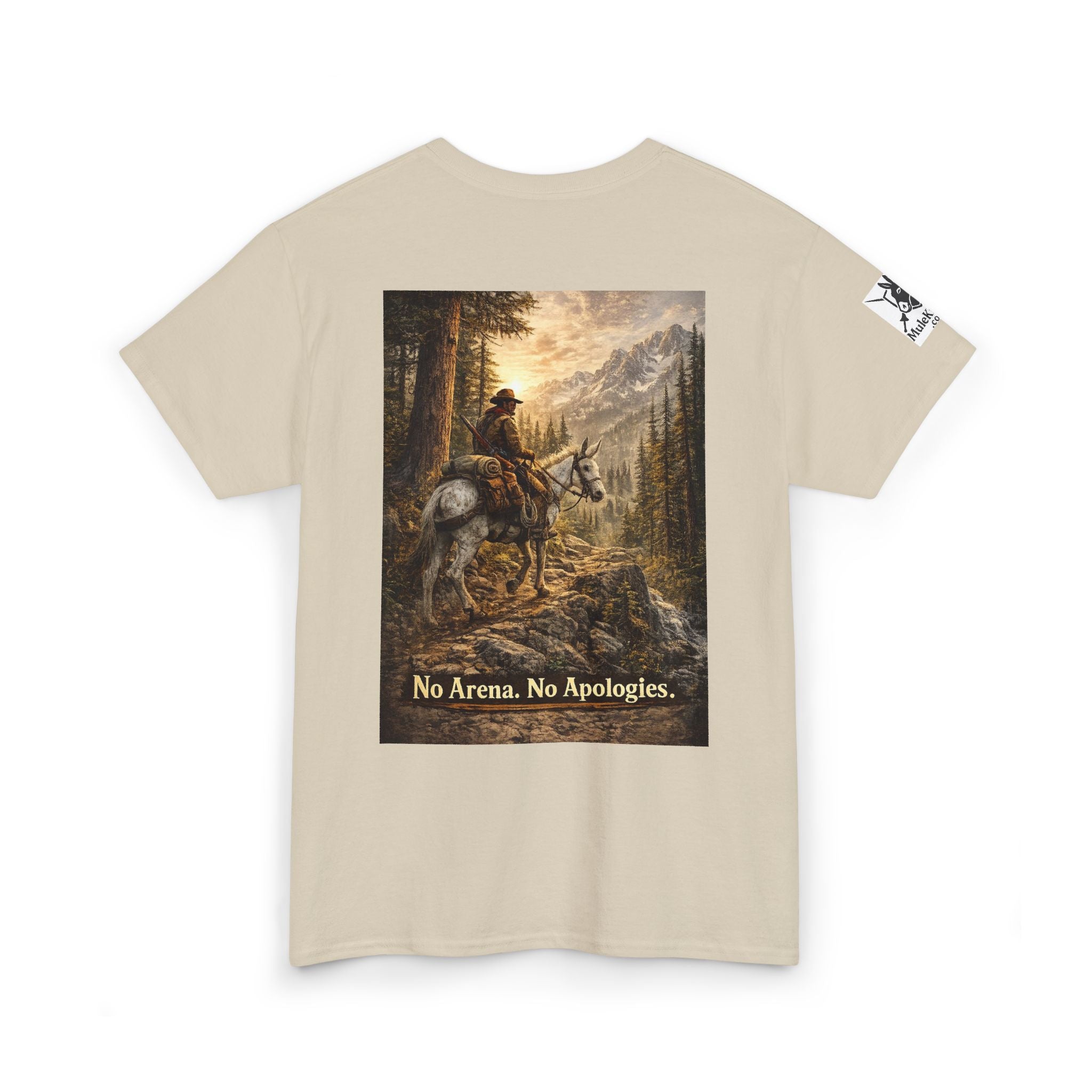 T-Shirt — 'No Arena. No Apologies.' Western Cowboy Scenic Graphic Tee