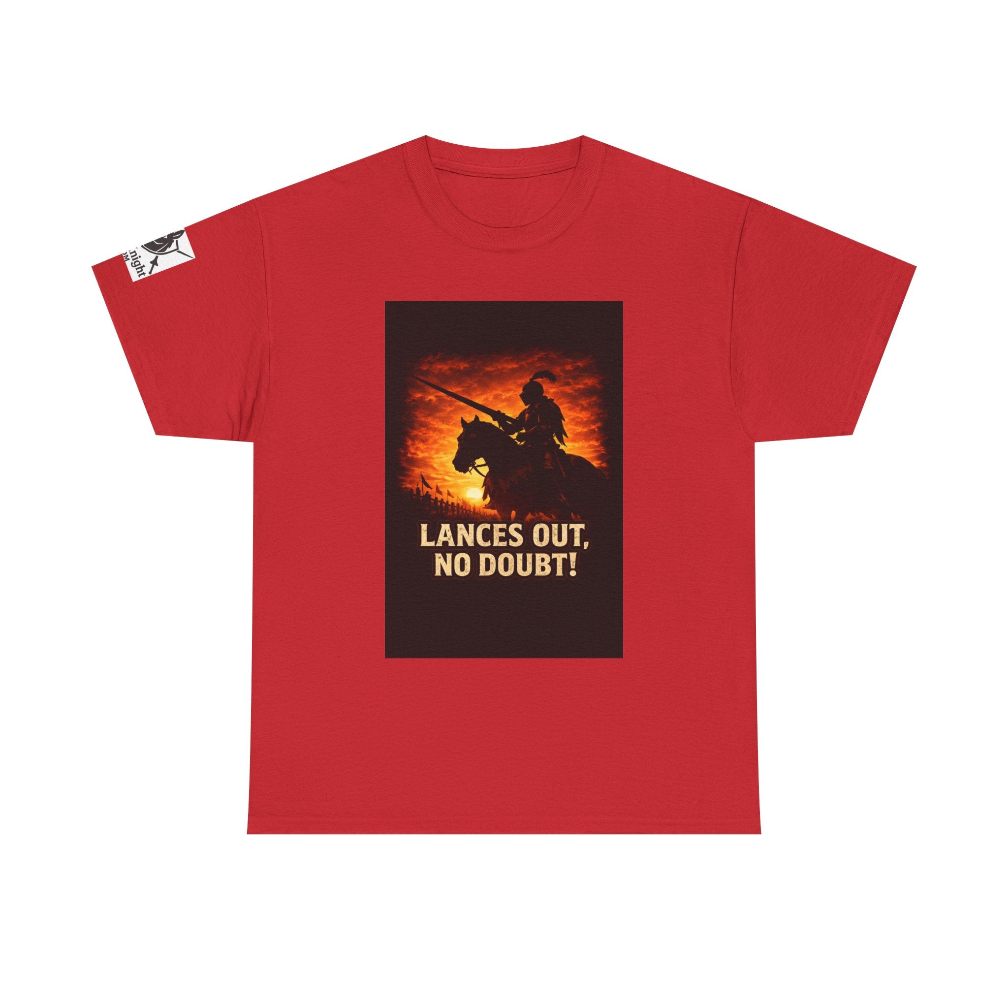 Jousting Knight T‑Shirt – "Lances Out, No Doubt!" Vintage Sunset Tee