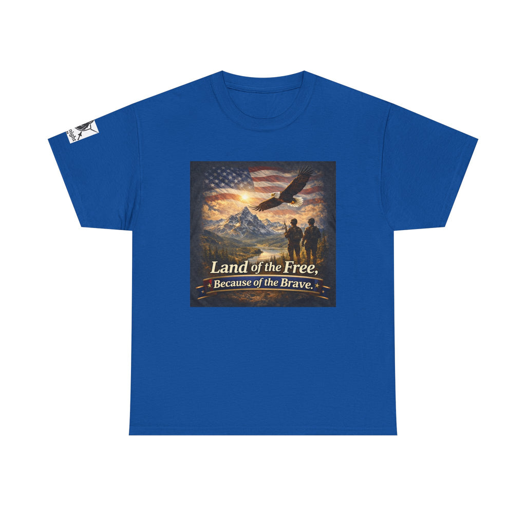 USA Flag Graphic Tee - "Land of the Free -Because of the Brave!"
