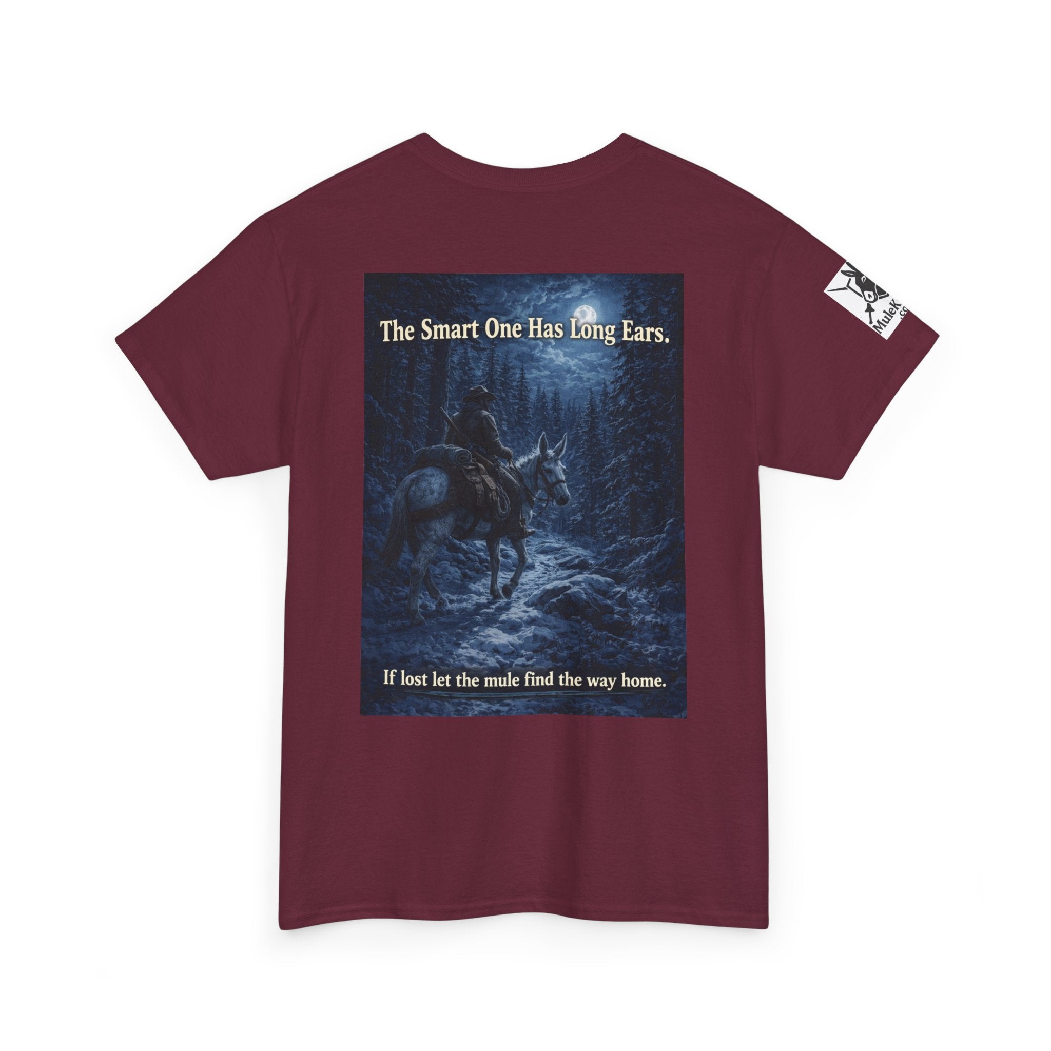 Mule rider T-Shirt — "The Smart One Has Long Ears" Night Rider Graphic Tee