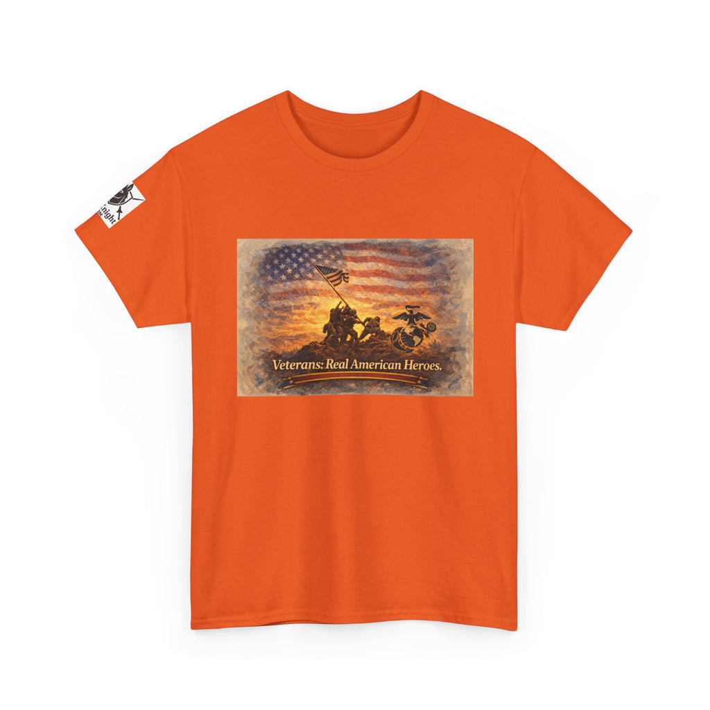 USA Flag Graphic Tee - "Veterans - Real American Heroes!"