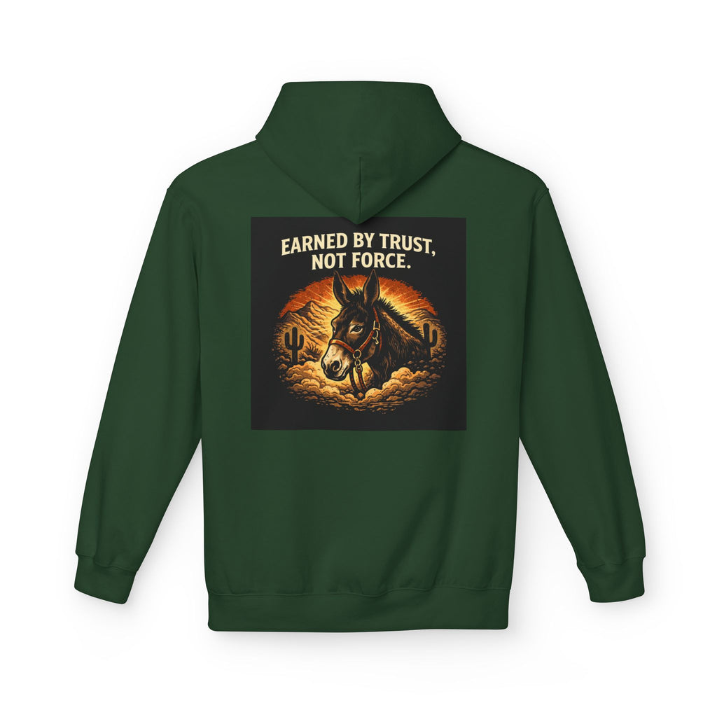 Cowboy Horse Hoodie — "Earned by Trust, Not Force" Western Ranch Pullover