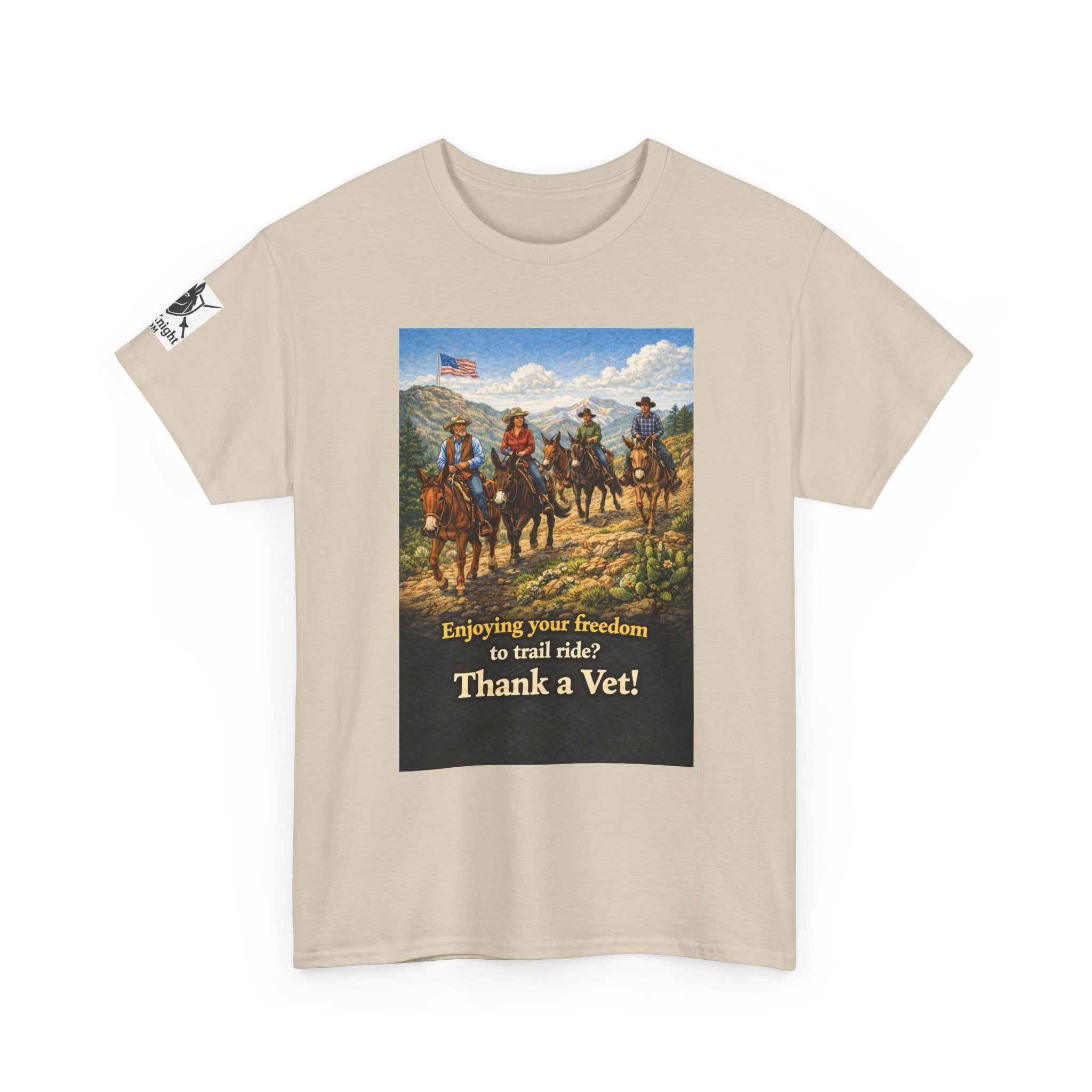 Mule Rider Retro Graphic Tee - "Enjoying your freedom to trail ride?  Thank a Vet!"