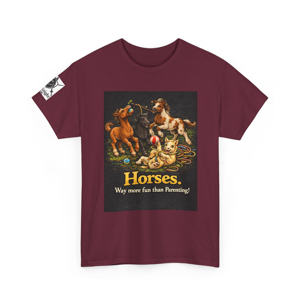 Horse lover shirt.  Horses.  Way more fun than Parenting! Teeshirt funny