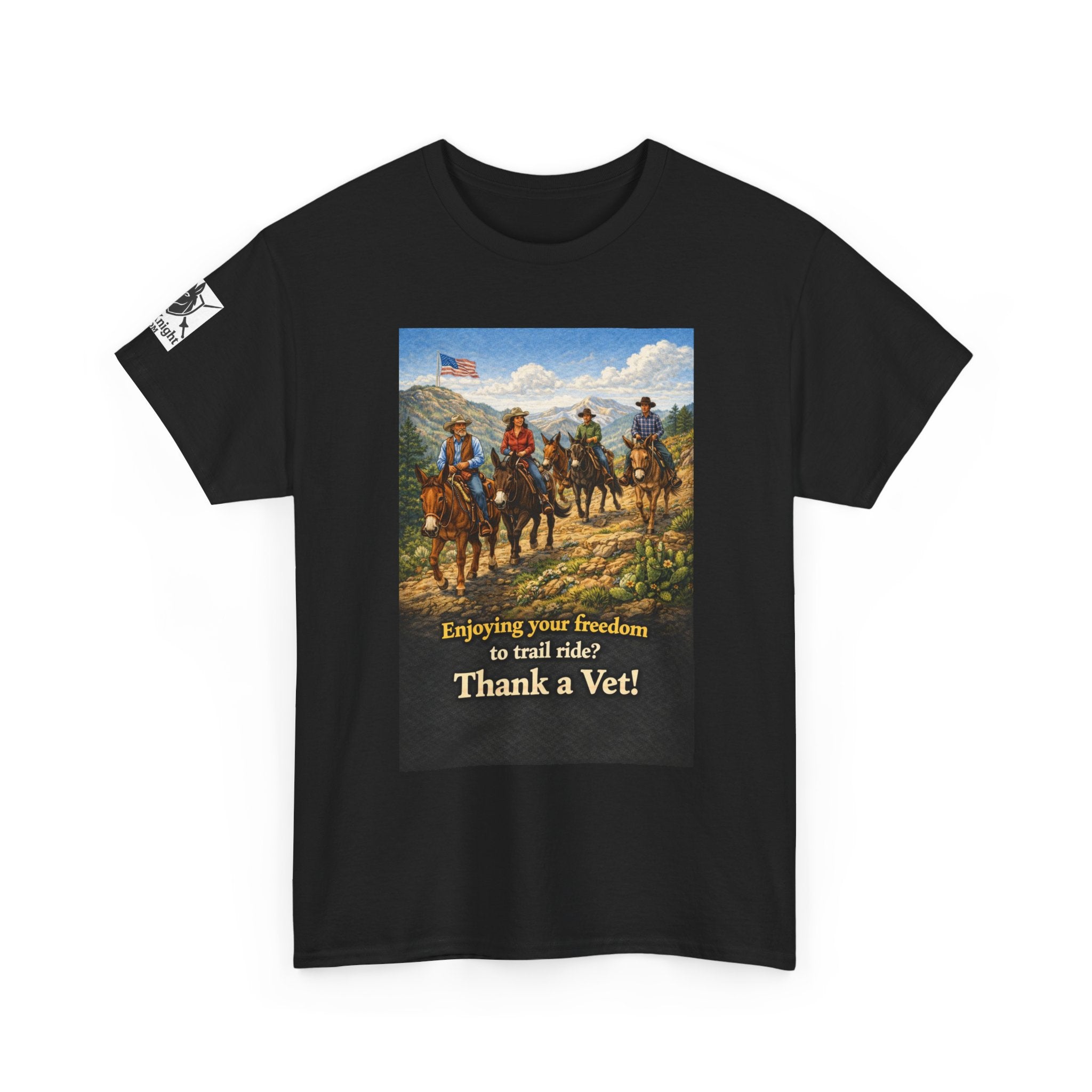 Mule Rider Retro Graphic Tee - "Enjoying your freedom to trail ride?  Thank a Vet!"