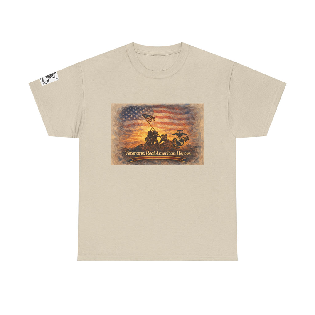 USA Flag Graphic Tee - "Veterans - Real American Heroes!"
