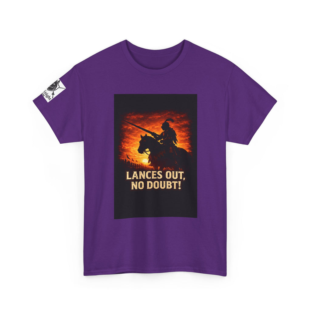 Jousting Knight T‑Shirt – "Lances Out, No Doubt!" Vintage Sunset Tee