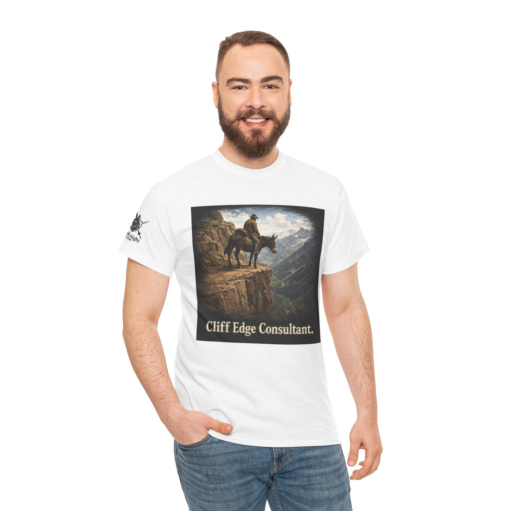 Mule Cliff Edge Consultant T-Shirt — Cowboy Landscape Graphic Tee