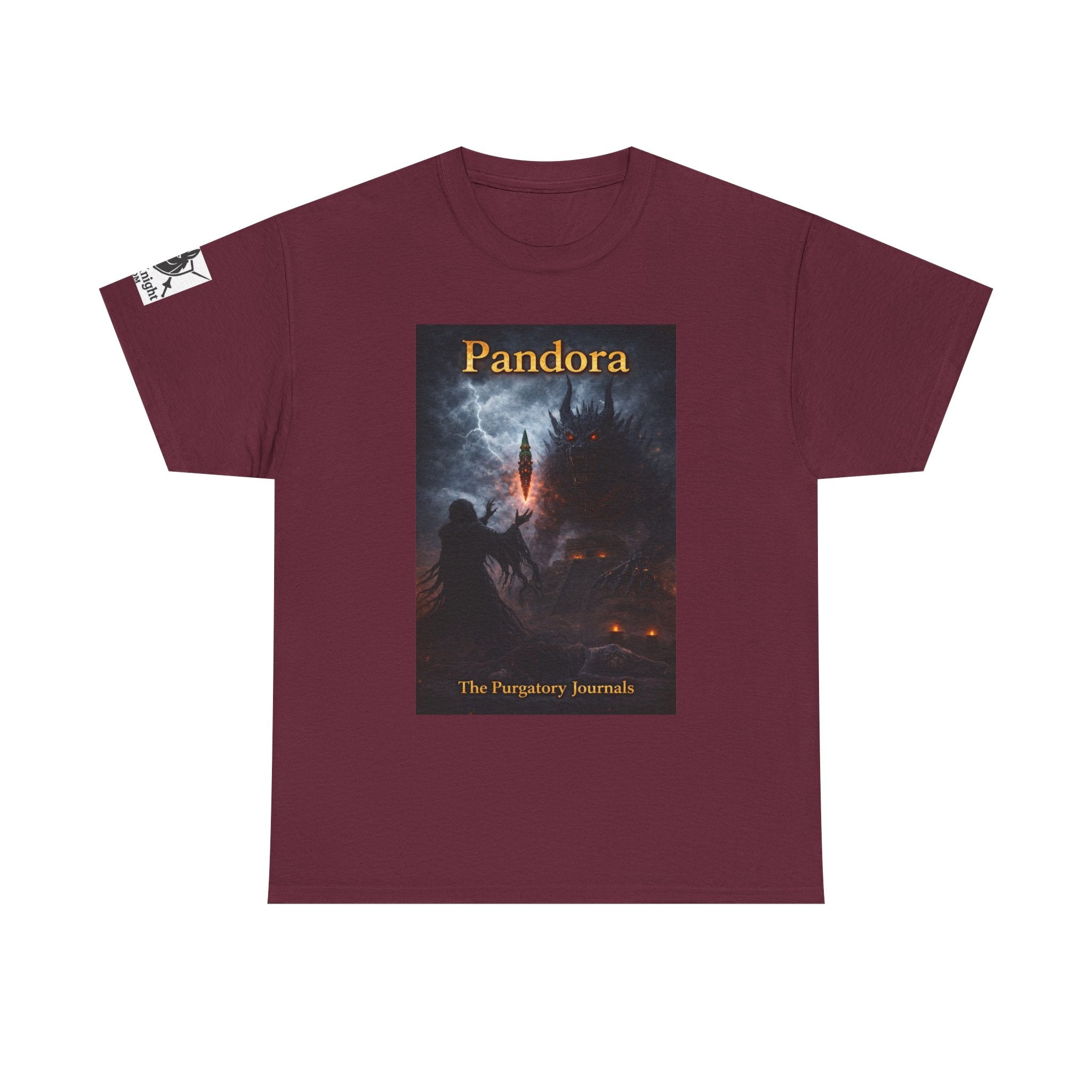 Pandora Summoning on Front - Pandora book cover on back -Purgatory Journals Book 3 -   Fantasy Novel tee