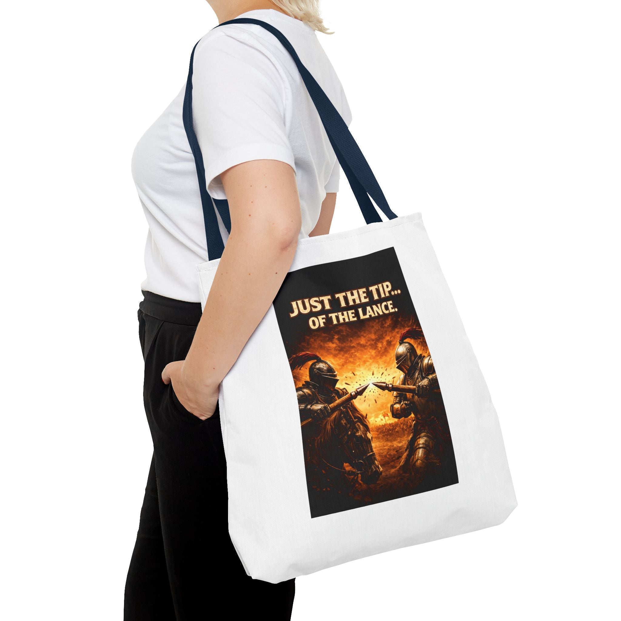 Tote Bag — "Just the Tip of the Lance" Medieval Knight Graphic Tote