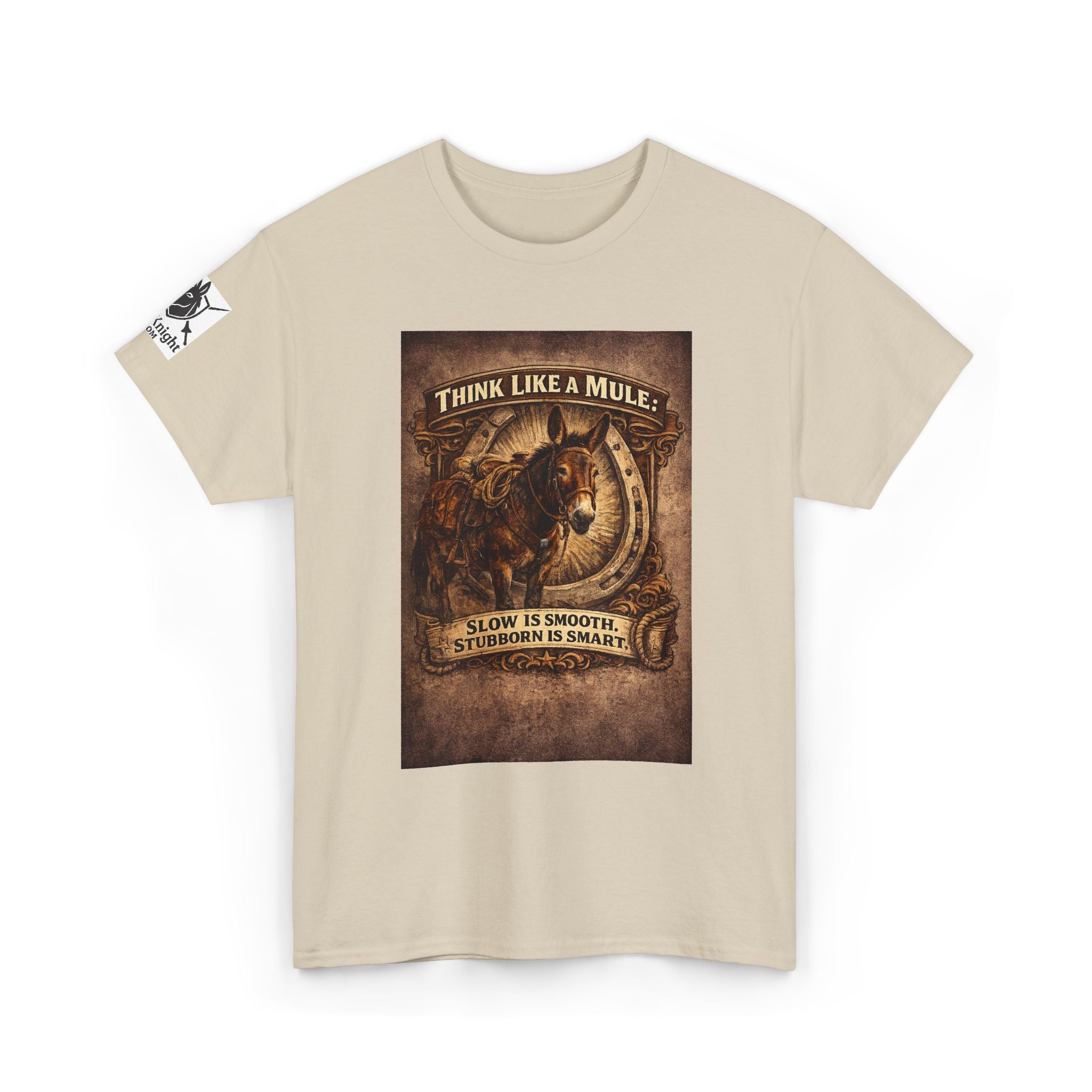 Think Like a Mule T-Shirt – Rustic Horseshoe Cowboy Western Tee