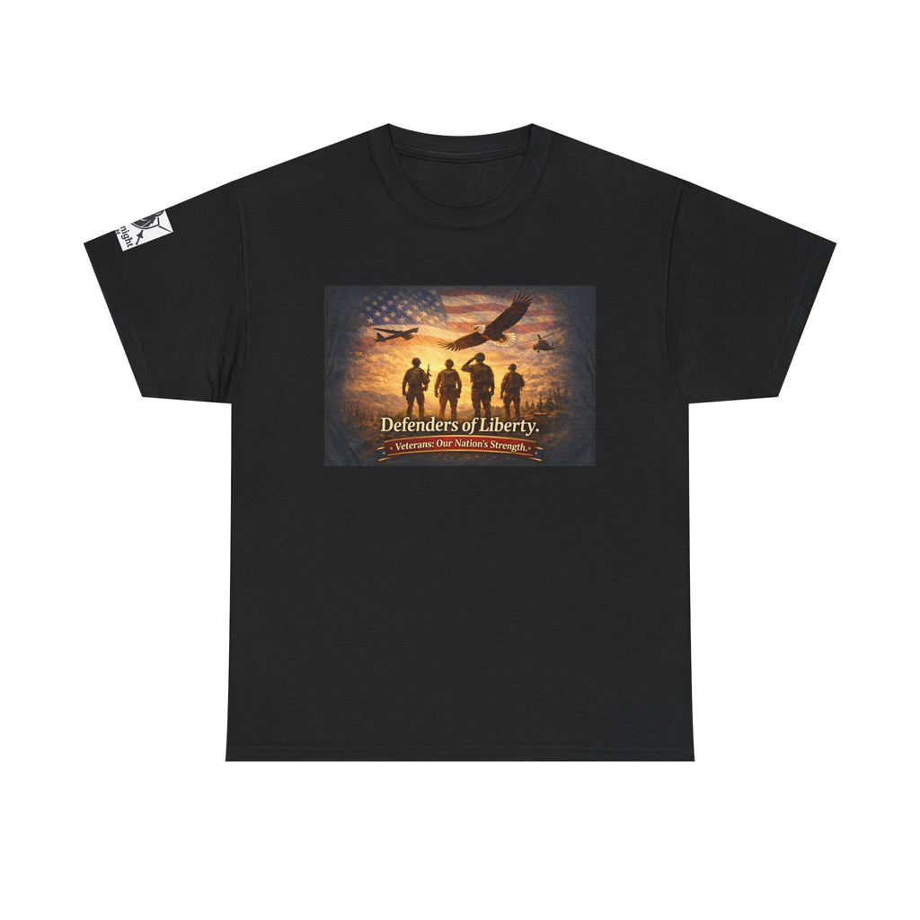 USA Flag Graphic Tee - "Defenders of Liberty -Veterans our nations strength!"