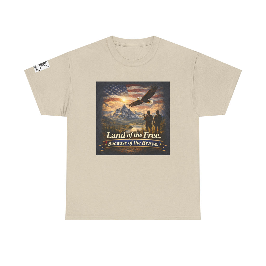 USA Flag Graphic Tee - "Land of the Free -Because of the Brave!"