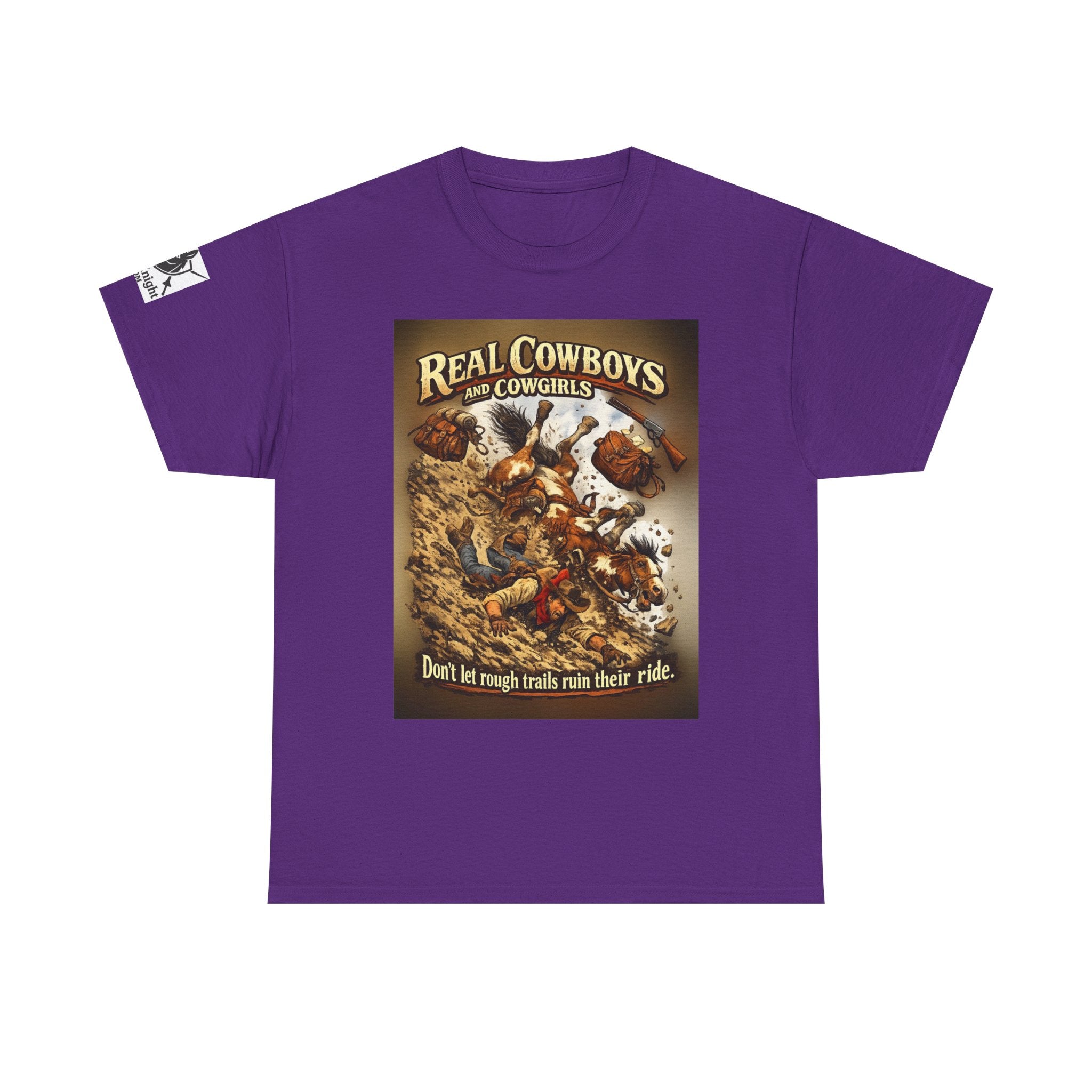 Cowboy Rodeo T‑Shirt — “Real Cowboys and Cowgirls - Dont let rough trails ruin thier ride.” Vintage Rodeo Graphic