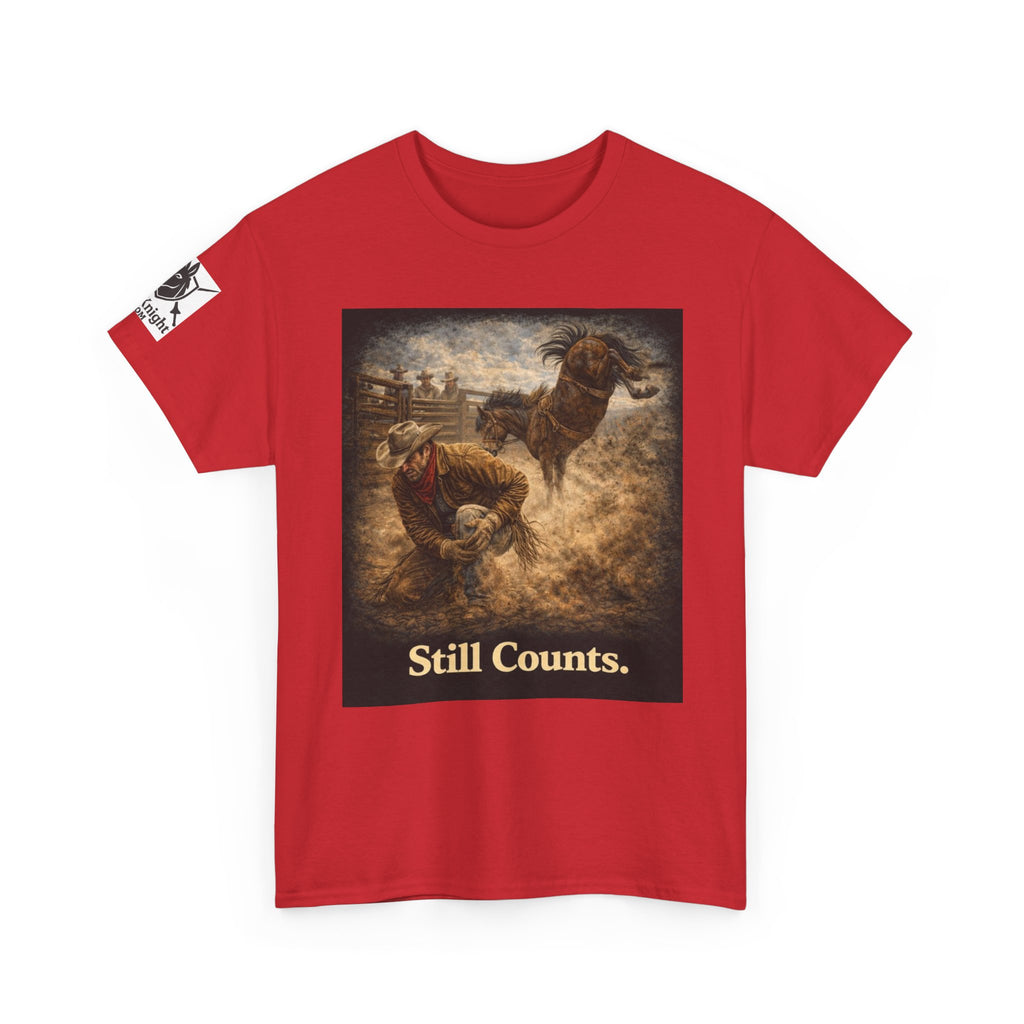Rodeo Still Counts T-Shirt — Cowboy Landscape Graphic Tee