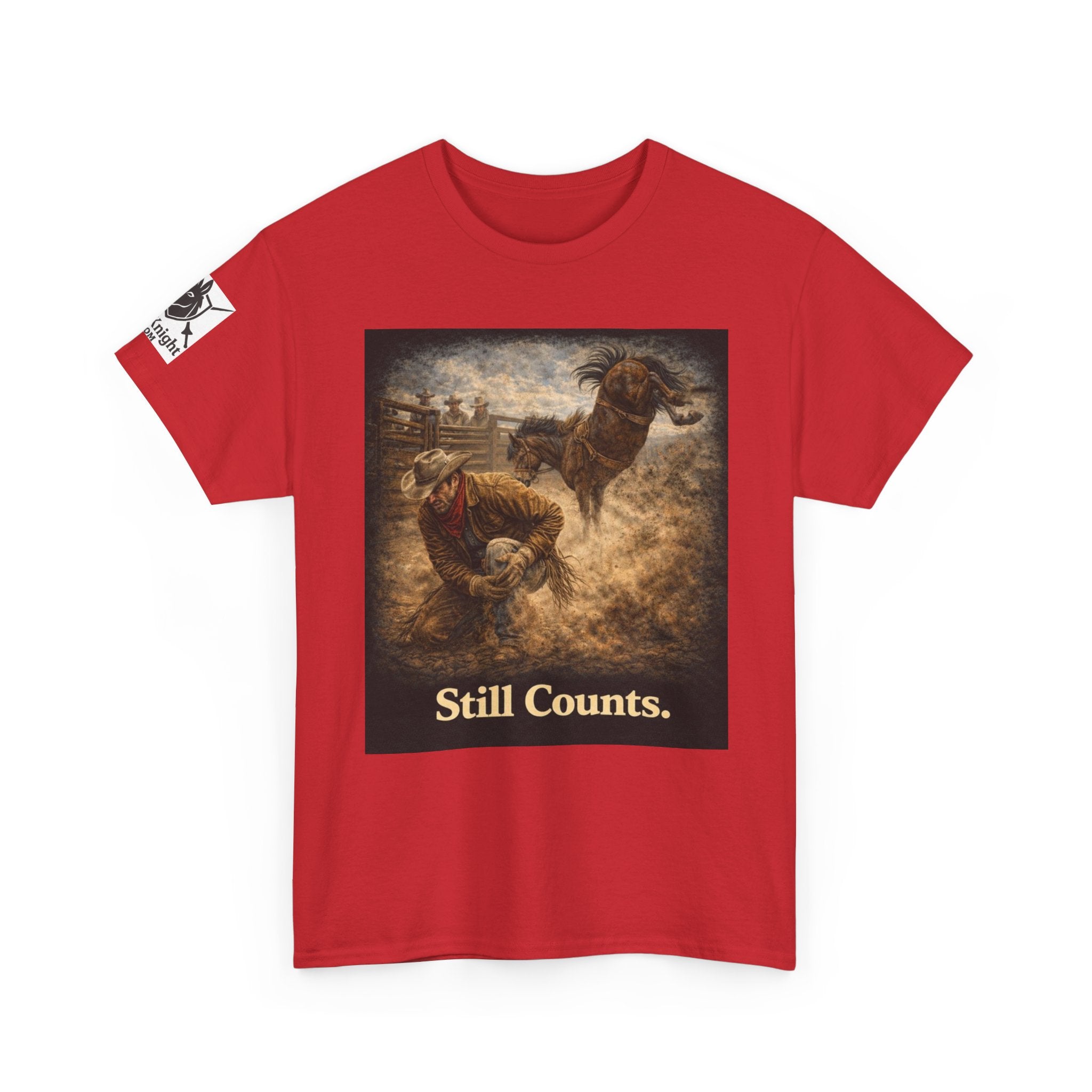 Rodeo Still Counts T-Shirt — Cowboy Landscape Graphic Tee