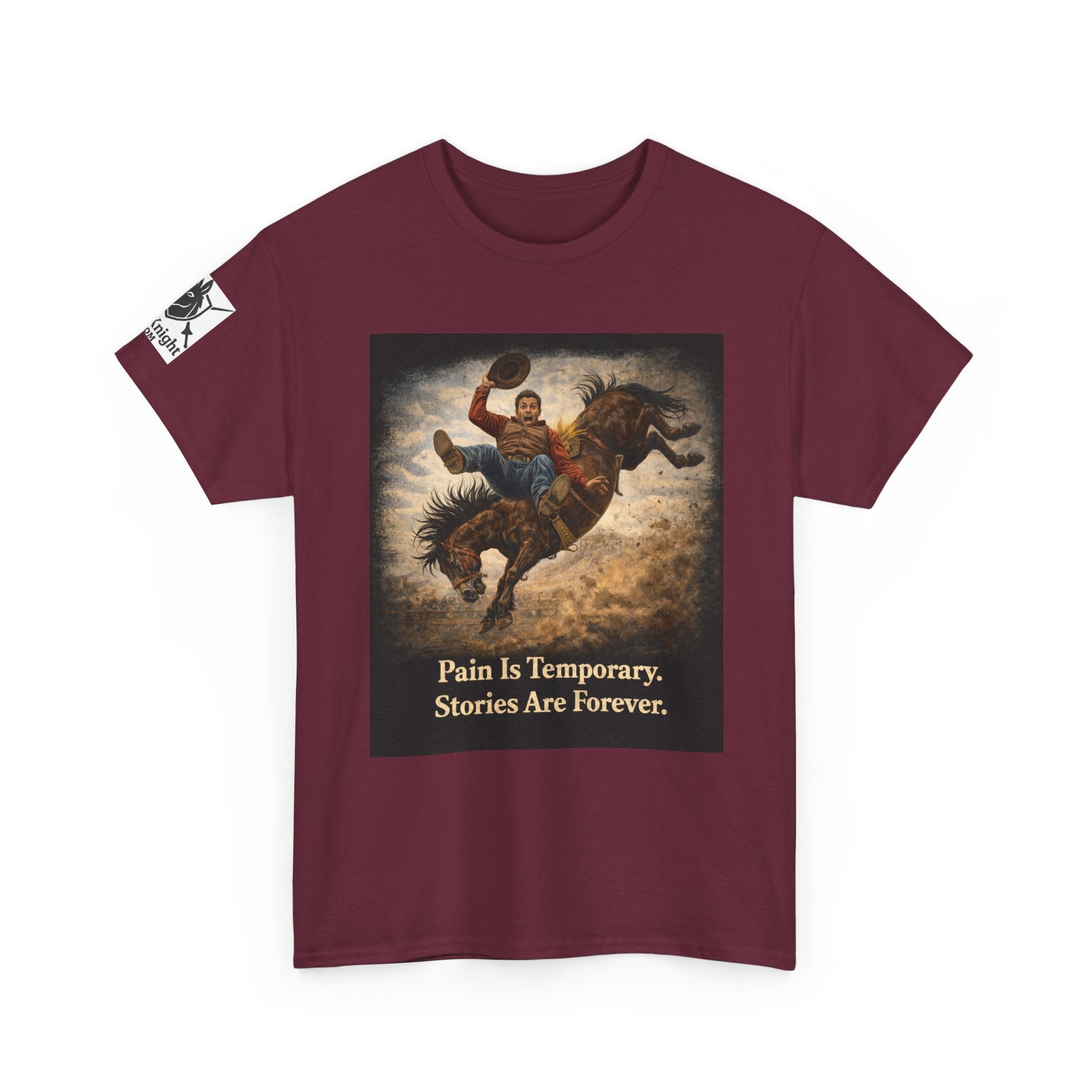 Rodeo Bucking Bronco T‑Shirt — "Pain Is Temporary. Stories Are Forever."