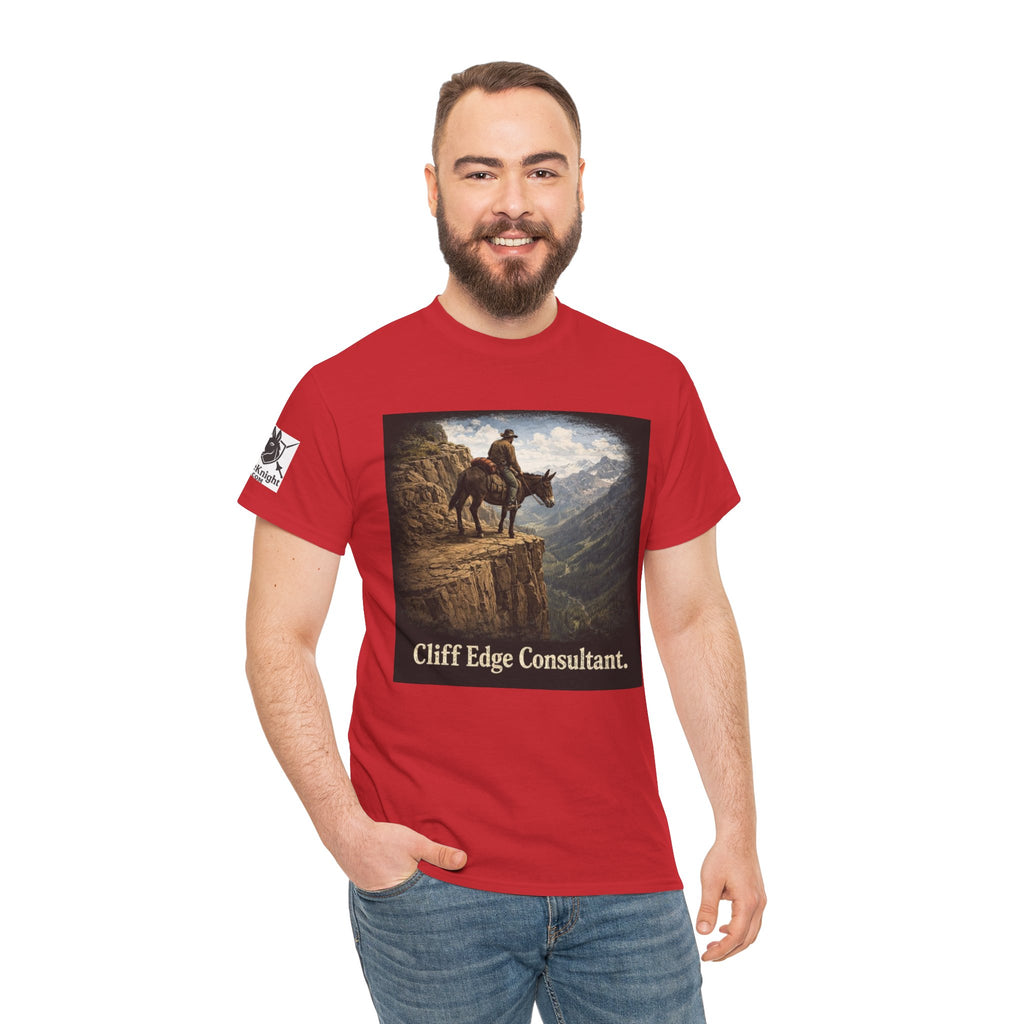 Mule Cliff Edge Consultant T-Shirt — Cowboy Landscape Graphic Tee