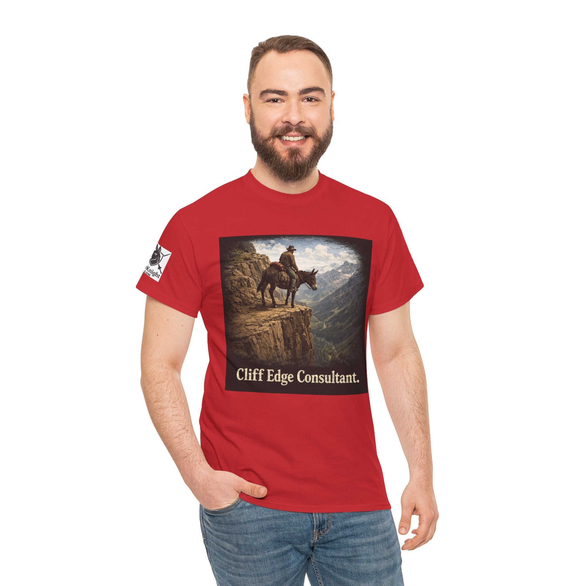 Mule Cliff Edge Consultant T-Shirt — Cowboy Landscape Graphic Tee