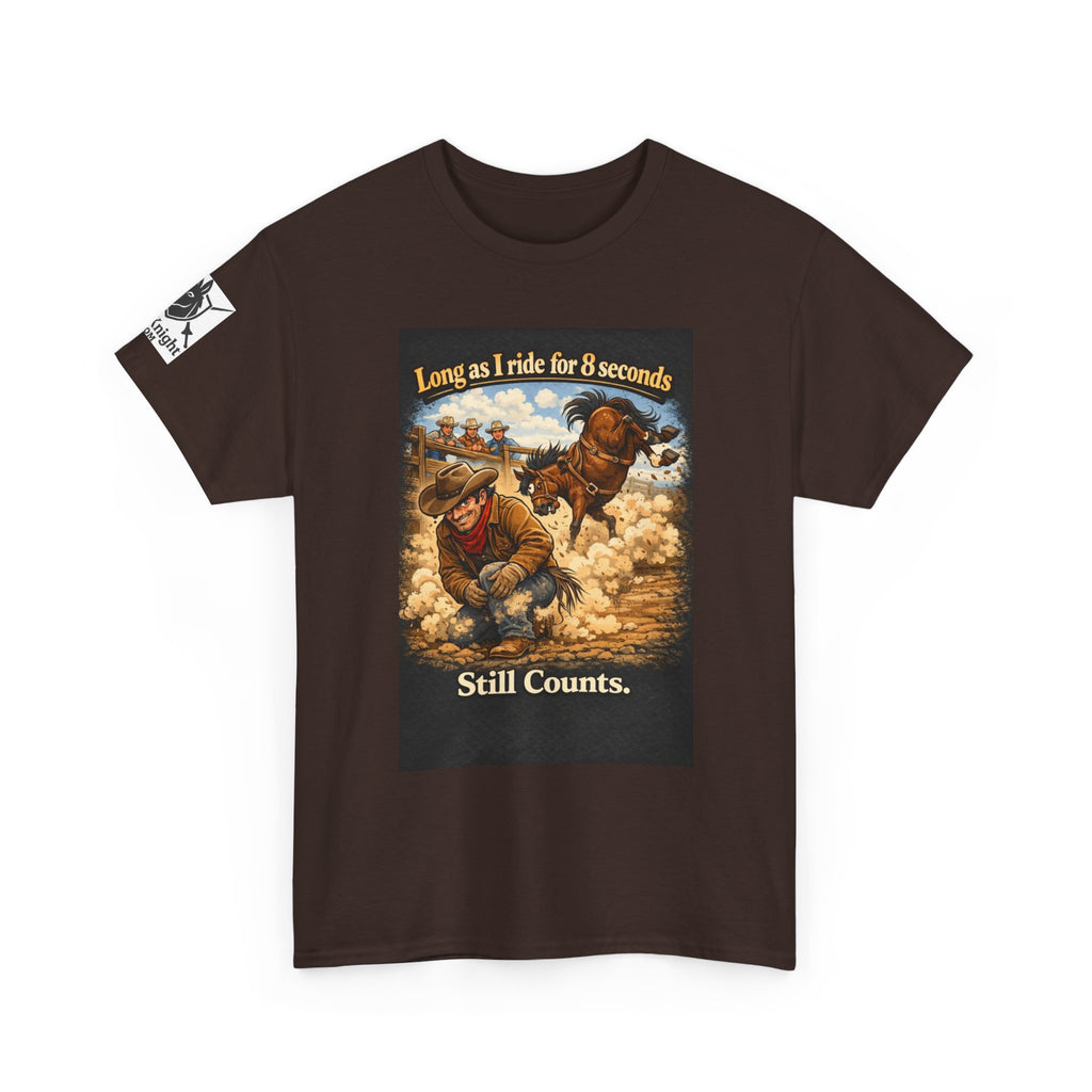 Rodeo As long as I ride 8 seconds - Still Counts T-Shirt — Cowboy Landscape Graphic Tee