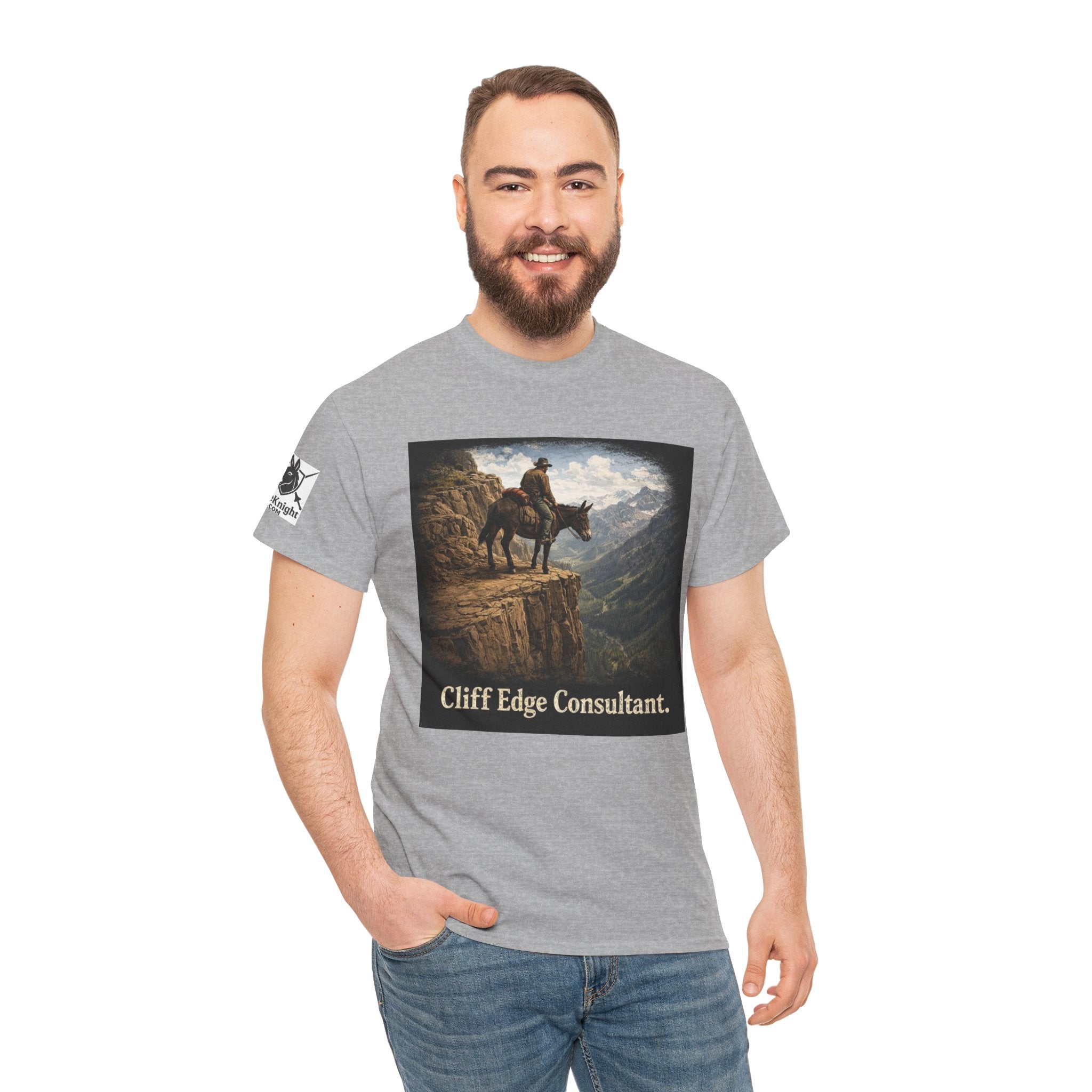 Mule Cliff Edge Consultant T-Shirt — Cowboy Landscape Graphic Tee