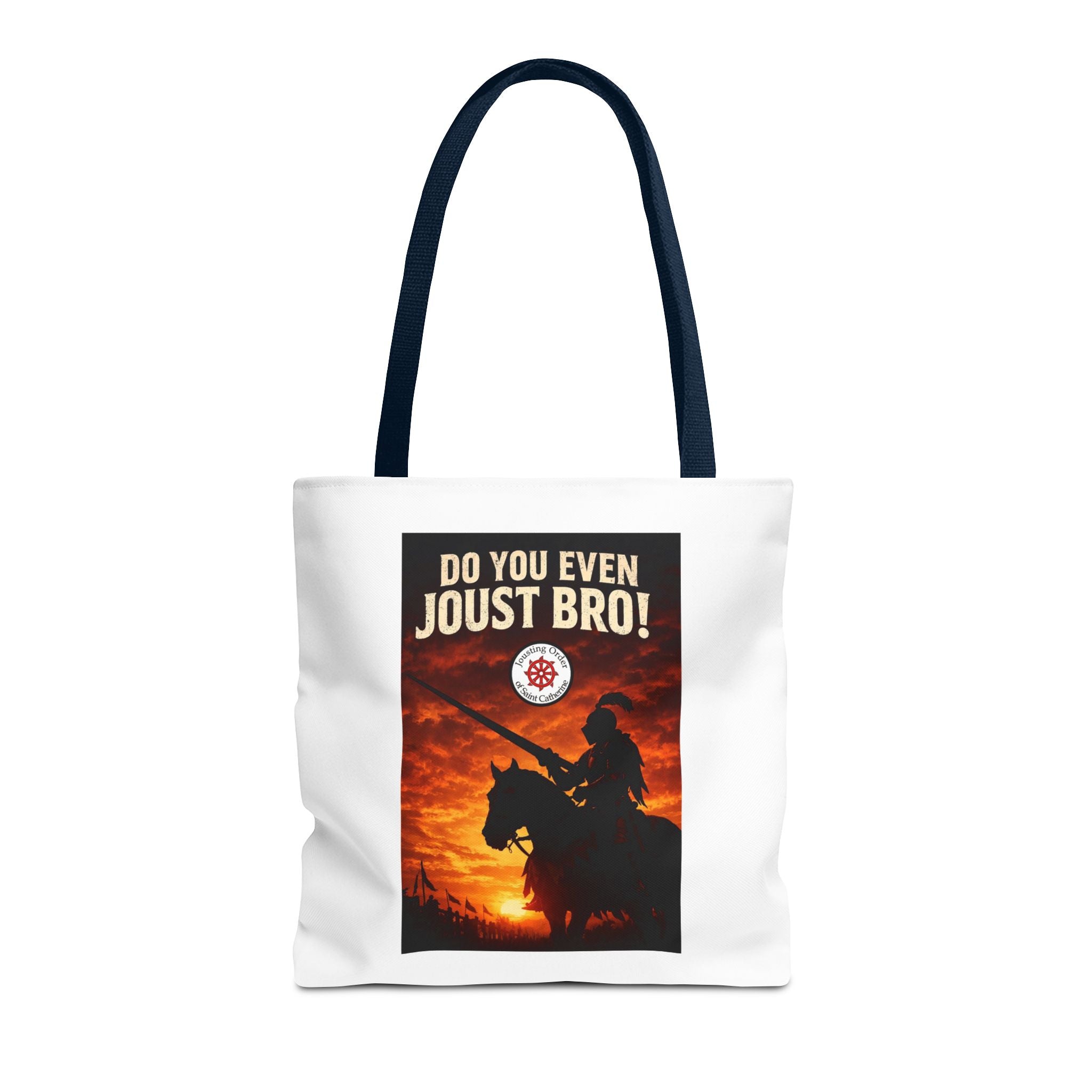 Do You Even Joust Bro! Tote Bag – Medieval Knight Silhouette Sunset Tote for Renaissance Fair Fans