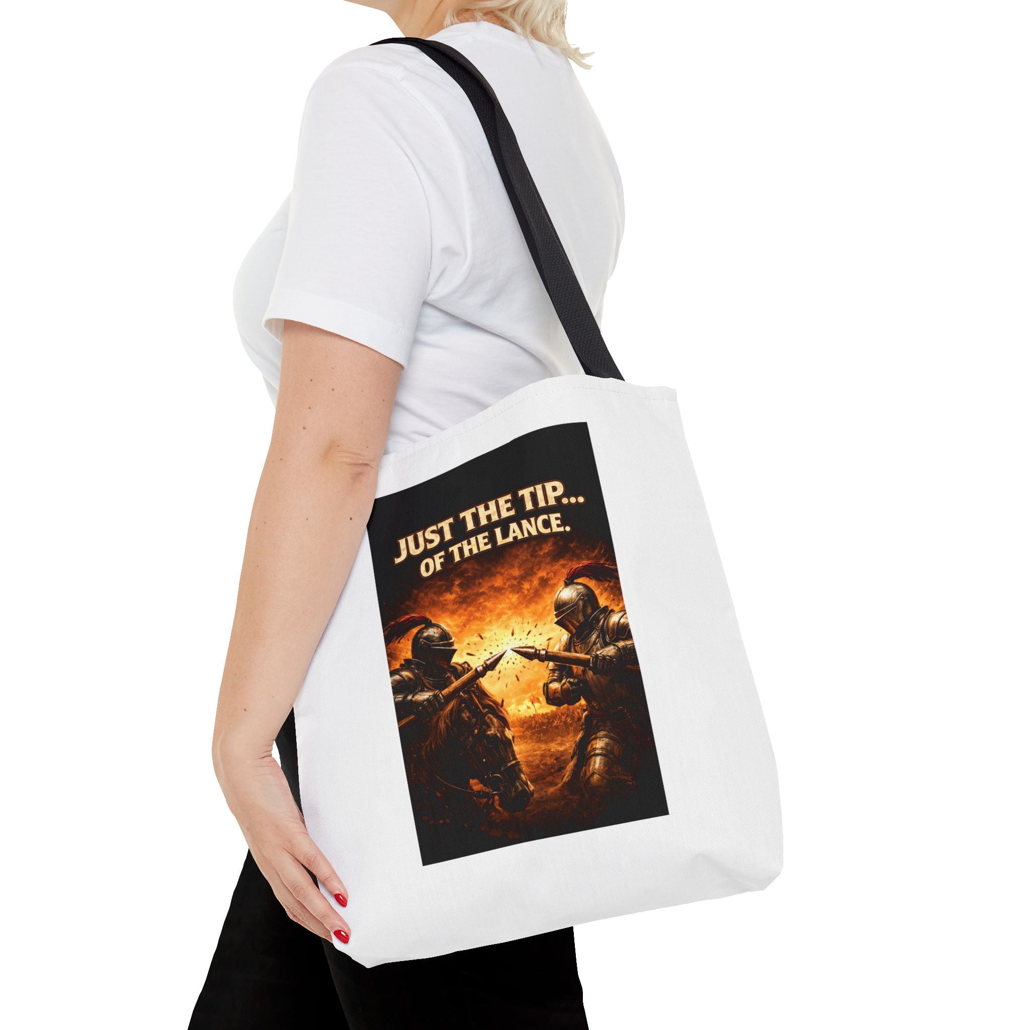 Tote Bag — "Just the Tip of the Lance" Medieval Knight Graphic Tote
